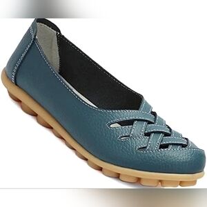 Blue Leather  Criss Cross Ballet flats sz 9